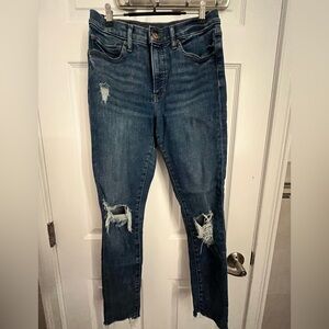 Express Women’s Skinny Mid Rise Distressed Jeans